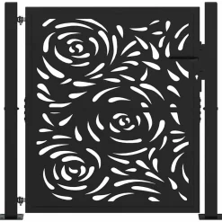 vidaXL Puerta de jardín negra 100x100 cm acero diseño llama Acero/Negro Clearance