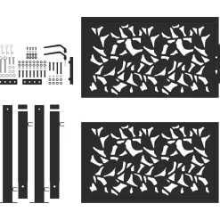 vidaXL Vallas De Jardín-Puerta de jardín negra 100x100 cm diseño de hojas de acero