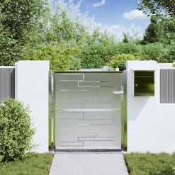 vidaXL Puerta de jardín Plateado 85 x 97 cm Acero inoxidable Online