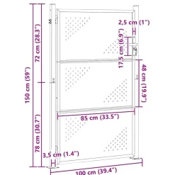 vidaXL Vallas De Jardín-Puerta de jardín Plateado 85 x 144 cm Acero inoxidable