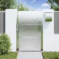 vidaXL Vallas De Jardín-Puerta de jardín Plateado 85 x 144 cm Acero inoxidable