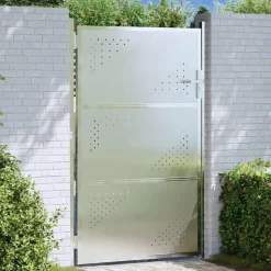vidaXL Vallas De Jardín-Puerta de jardín Plateado 85 x 120 cm Acero inoxidable