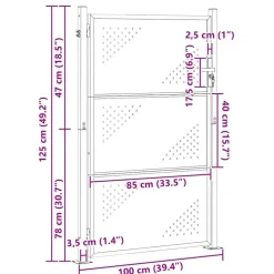 vidaXL Vallas De Jardín-Puerta de jardín Plateado 85 x 120 cm Acero inoxidable