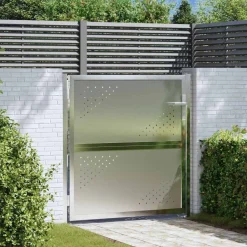 vidaXL Vallas De Jardín-Puerta de jardín Plateado 85 x 97 cm Acero inoxidable