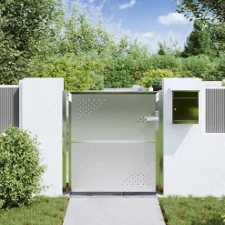 vidaXL Vallas De Jardín-Puerta de jardín Plateado 85 x 97 cm Acero inoxidable