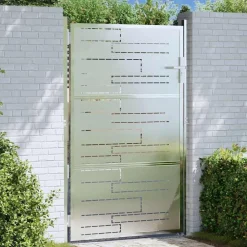 vidaXL Puerta de jardín Plateado 85 x 144 cm Acero inoxidable Hot