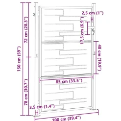 vidaXL Puerta de jardín Plateado 85 x 144 cm Acero inoxidable Hot