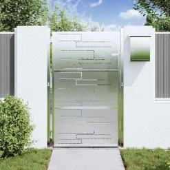 vidaXL Puerta de jardín Plateado 85 x 144 cm Acero inoxidable Hot