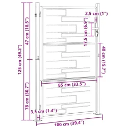 vidaXL Vallas De Jardín-Puerta de jardín Plateado 85 x 120 cm Acero inoxidable