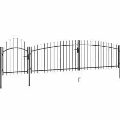 vidaXL Vallas De Jardín-Puerta de jardín Woerden con punta de lanza, 5 x 1 m, negro