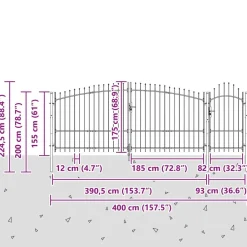 vidaXL Vallas De Jardín-Puerta de jardín Woerden acero 1x4 m negro