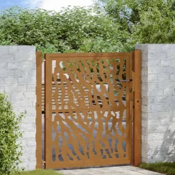 vidaXL Vallas De Jardín-Puerta de jardín 100x100 cm de acero corten con diseño de trazos