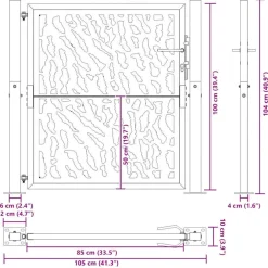 vidaXL Vallas De Jardín-Puerta de jardín 100x100 cm de acero corten con diseño de trazos
