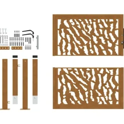 vidaXL Vallas De Jardín-Puerta de jardín 100x100 cm de acero corten con diseño de trazos