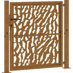 vidaXL Vallas De Jardín-Puerta de jardín 100x100 cm de acero corten con diseño de trazos