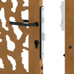 vidaXL Vallas De Jardín-Puerta de jardín 100x100 cm de acero corten con diseño de trazos