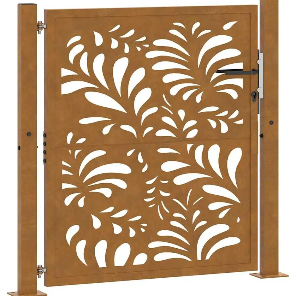 vidaXL Puerta de jardín 100x100 cm de acero corten con diseño ondulado Acero oxidado/Marrón Best