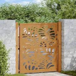 vidaXL Puerta de jardín 100x100 cm de acero corten con diseño ondulado Acero oxidado/Marr&oacute;n Best