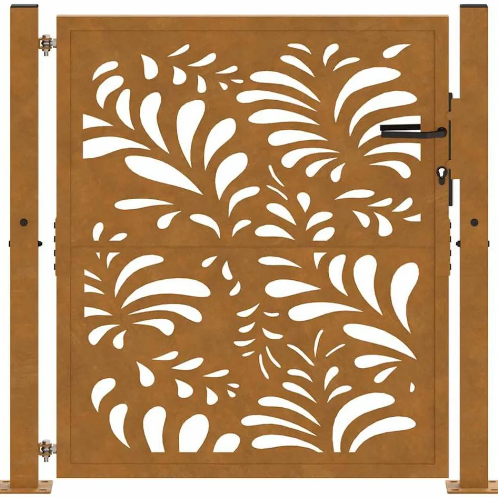 vidaXL Puerta de jardín 100x100 cm de acero corten con diseño ondulado Acero oxidado/Marrón Best