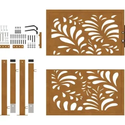 vidaXL Puerta de jardín 100x100 cm de acero corten con diseño ondulado Acero oxidado/Marrón Best