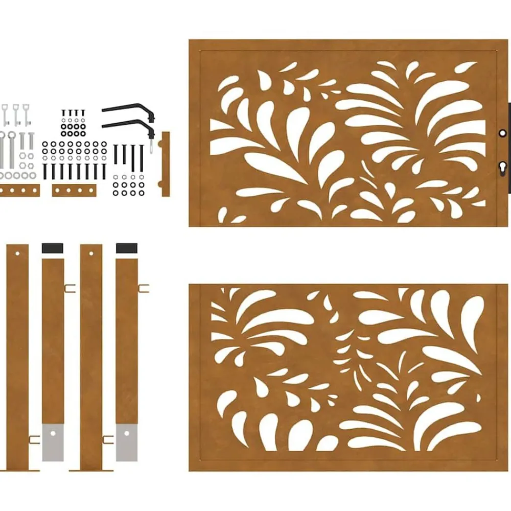 vidaXL Puerta de jardín 100x100 cm de acero corten con diseño ondulado Acero oxidado/Marrón Best
