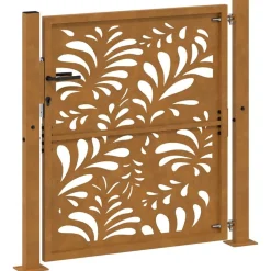 vidaXL Puerta de jardín 100x100 cm de acero corten con diseño ondulado Acero oxidado/Marrón Best