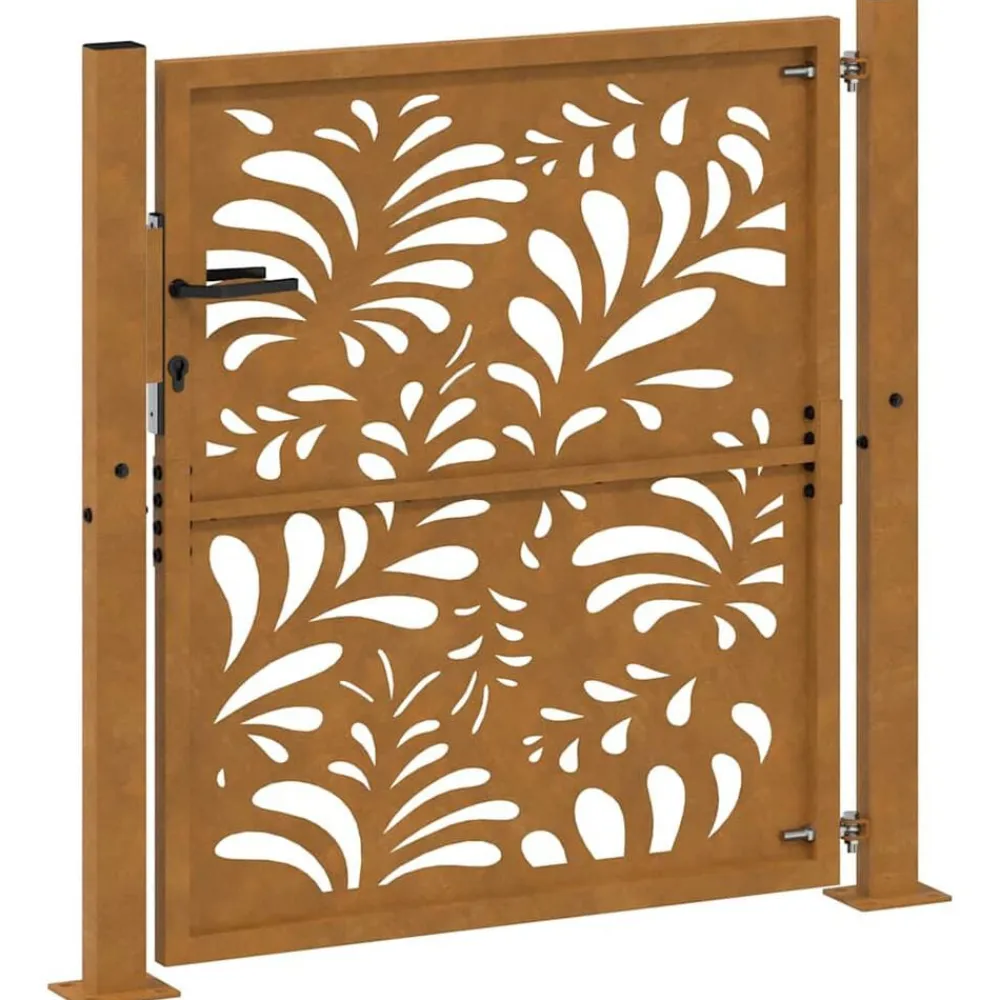 vidaXL Puerta de jardín 100x100 cm de acero corten con diseño ondulado Acero oxidado/Marrón Best