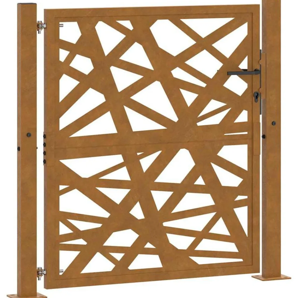 vidaXL Vallas De Jardín-Puerta de jardín 100x100 cm acero corten diseño ligero
