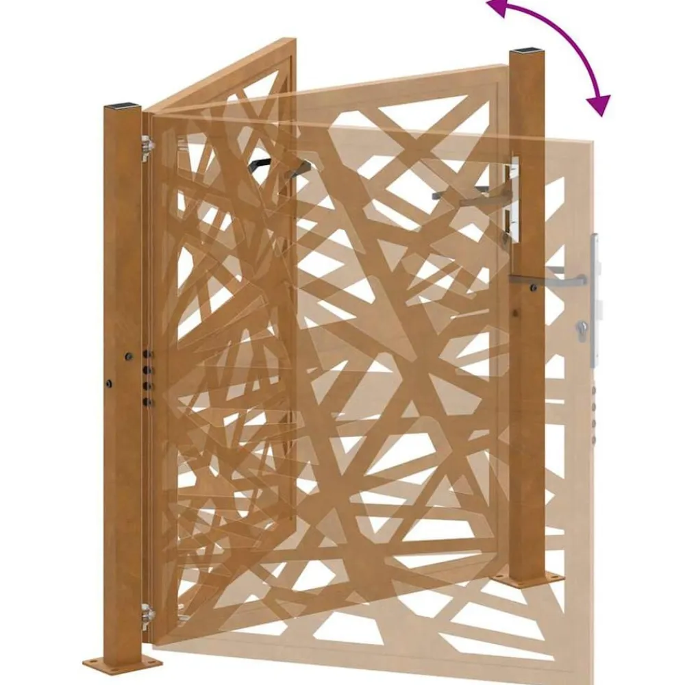 vidaXL Vallas De Jardín-Puerta de jardín 100x100 cm acero corten diseño ligero
