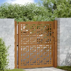 vidaXL Vallas De Jardín-Puerta de jardín 100x100 cm de acero corten con diseño de cruz