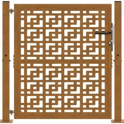 vidaXL Vallas De Jardín-Puerta de jardín 100x100 cm de acero corten con diseño de cruz