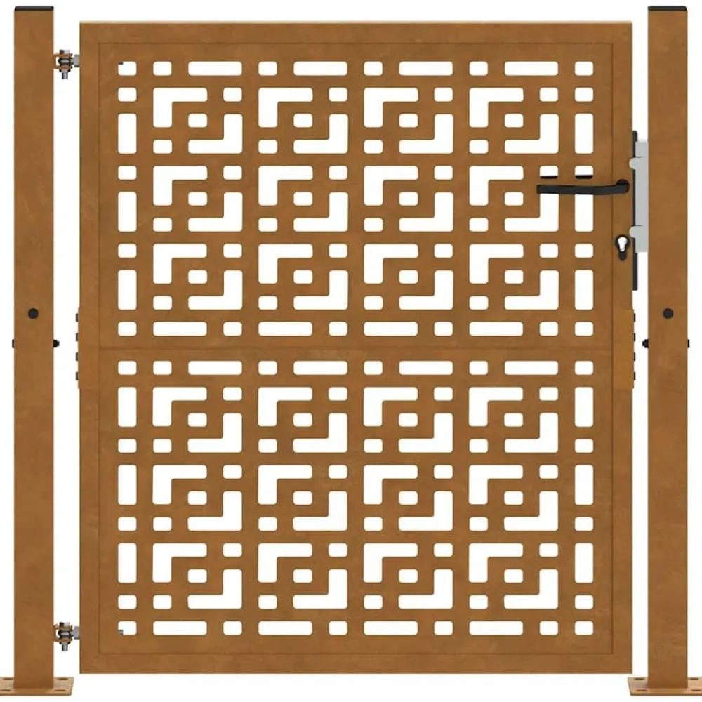 vidaXL Vallas De Jardín-Puerta de jardín 100x100 cm de acero corten con diseño de cruz