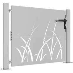vidaXL Vallas De Jardín-Puerta de jardín 100x75 cm de acero corten con diseño de hierba