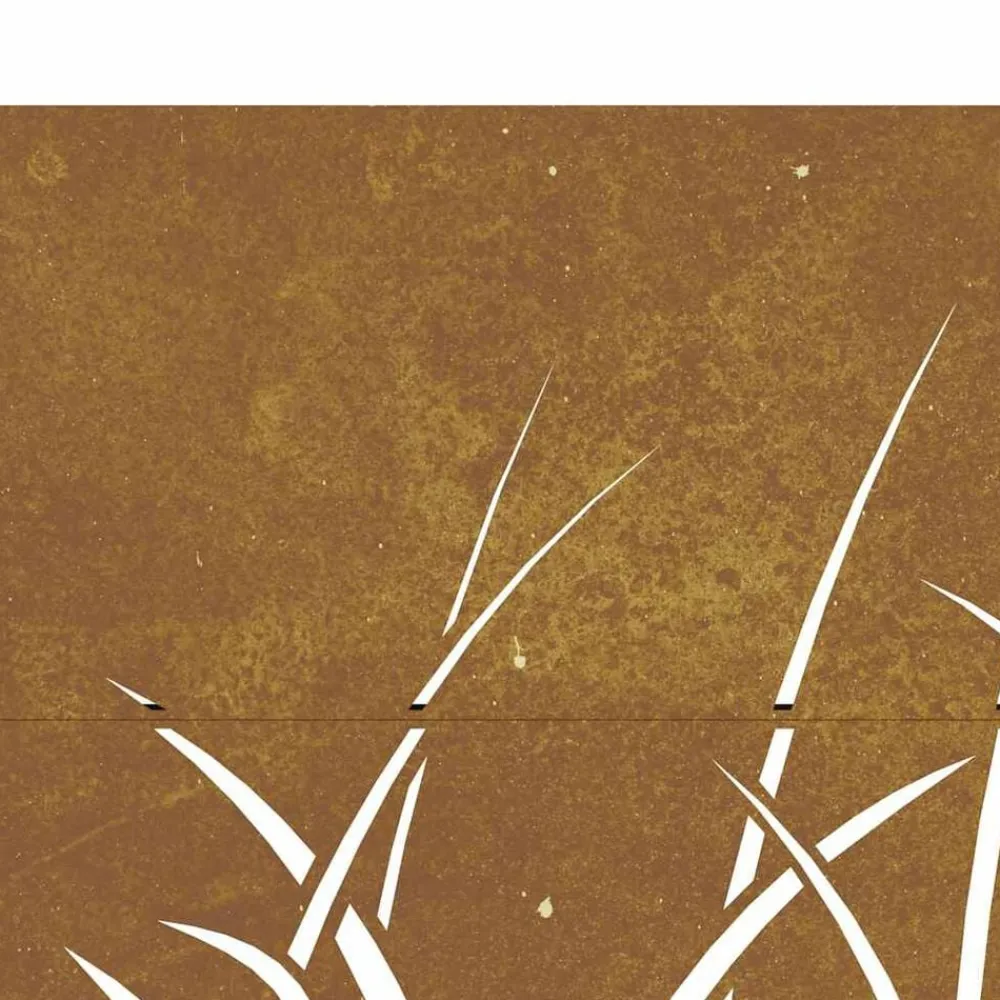 vidaXL Vallas De Jardín-Puerta de jardín 100x75 cm de acero corten con diseño de hierba