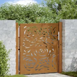 vidaXL Puerta de jardín 100x100 cm de acero corten con diseño de llamas Acero oxidado/Marr&oacute;n Clearance