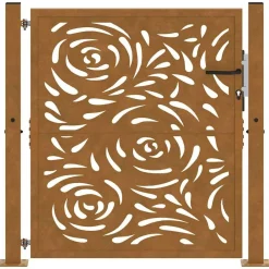 vidaXL Puerta de jardín 100x100 cm de acero corten con diseño de llamas Acero oxidado/Marr&oacute;n Clearance