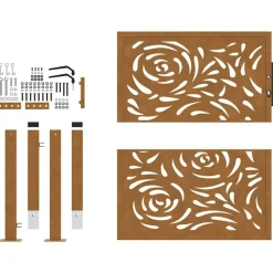 vidaXL Puerta de jardín 100x100 cm de acero corten con diseño de llamas Acero oxidado/Marr&oacute;n Clearance