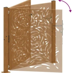 vidaXL Puerta de jardín 100x100 cm de acero corten con diseño de llamas Acero oxidado/Marr&oacute;n Clearance