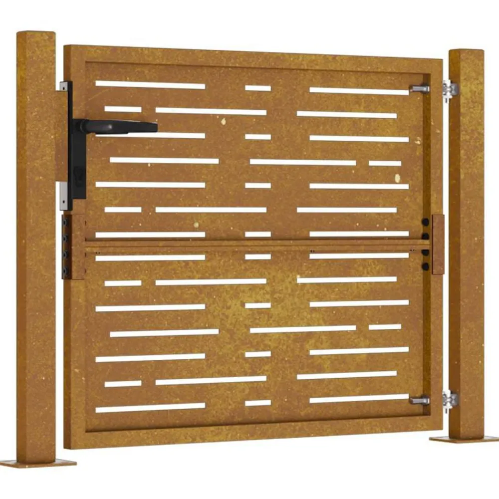 vidaXL Vallas De Jardín-Puerta de jardín 100x75 cm de acero corten con diseño cuadrado