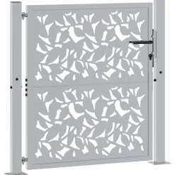 vidaXL Puerta de jardín 100x100 cm de acero corten con diseño de hojas Acero oxidado/Marr&oacute;n