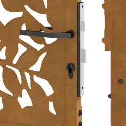 vidaXL Puerta de jardín 100x100 cm de acero corten con diseño de hojas Acero oxidado/Marr&oacute;n