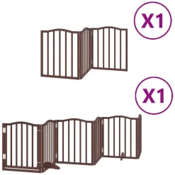 vidaXL Productos Para Mascotas-Puerta de perros plegable 9 paneles madera álamo marrón 450 cm