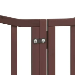 vidaXL Productos Para Mascotas-Puerta de perros plegable 9 paneles madera álamo marrón 450 cm