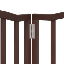 vidaXL Productos Para Mascotas-Puerta de perros plegable 9 paneles madera álamo marrón 450 cm