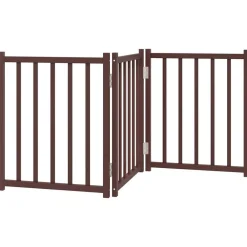vidaXL Productos Para Mascotas-Puerta de perros plegable 3 paneles madera abeto marrón 150 cm