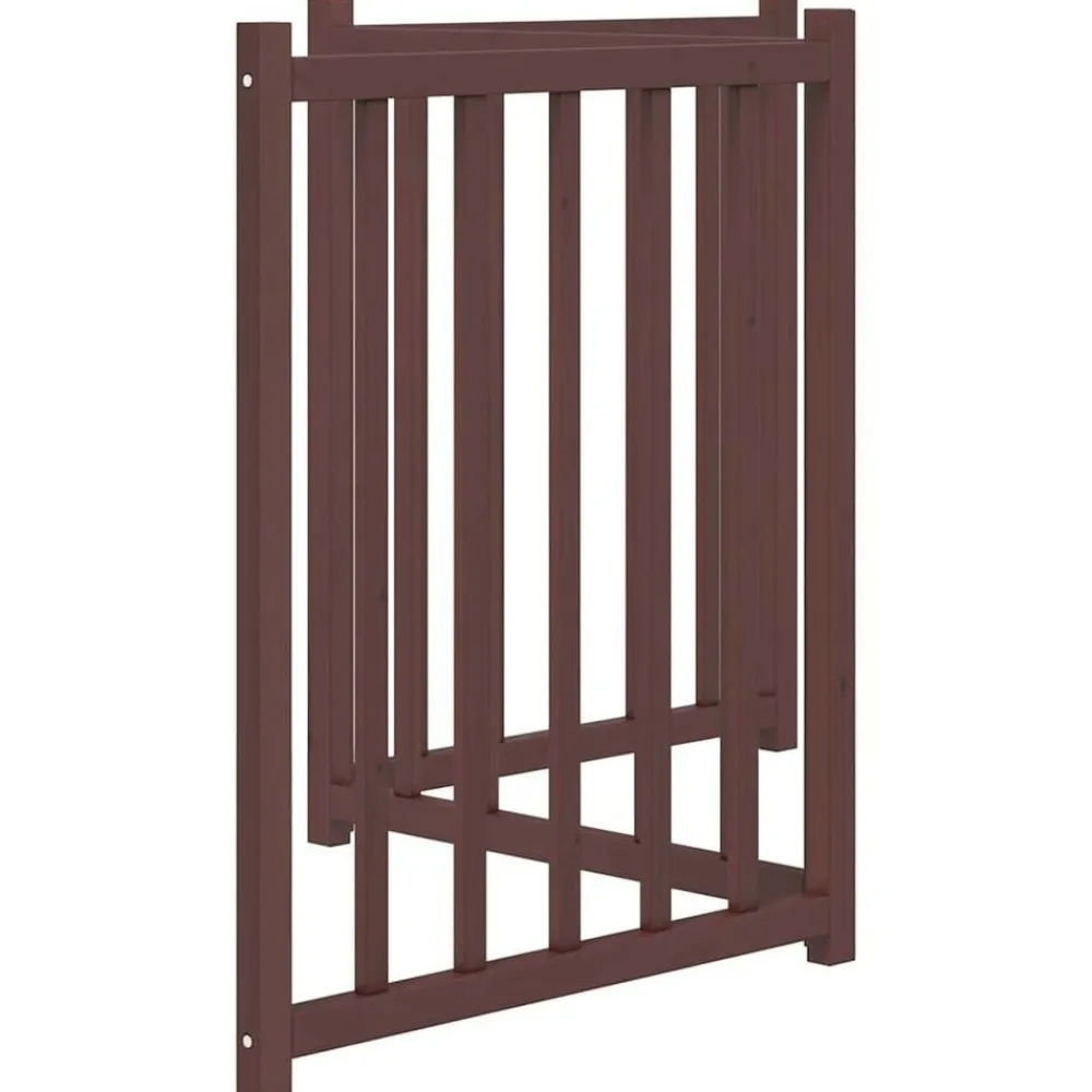 vidaXL Productos Para Mascotas-Puerta de perros plegable 3 paneles madera abeto marrón 150 cm