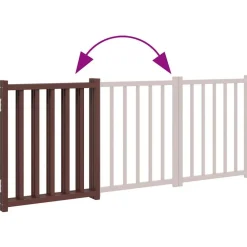 vidaXL Productos Para Mascotas-Puerta de perros plegable 3 paneles madera abeto marrón 150 cm