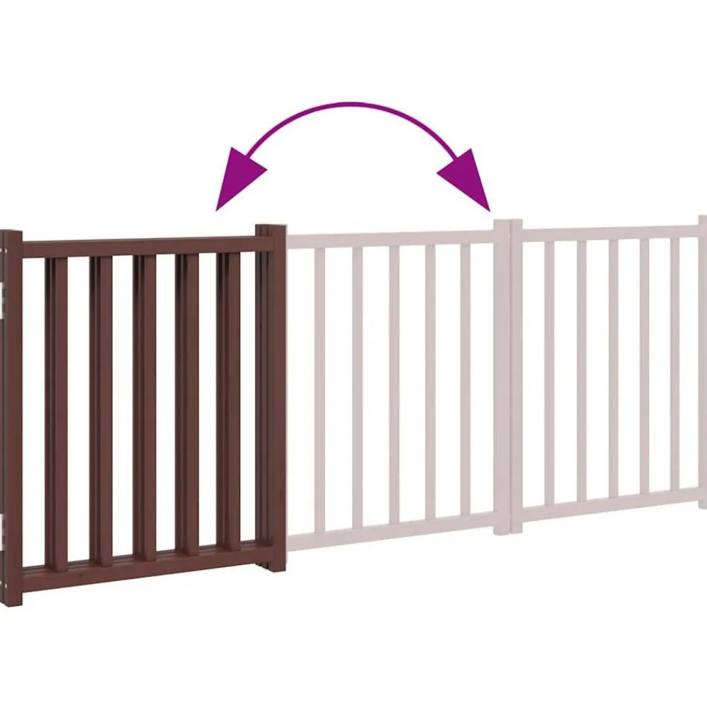 vidaXL Productos Para Mascotas-Puerta de perros plegable 3 paneles madera abeto marrón 150 cm