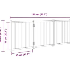 vidaXL Productos Para Mascotas-Puerta de perros plegable 3 paneles madera abeto marrón 150 cm