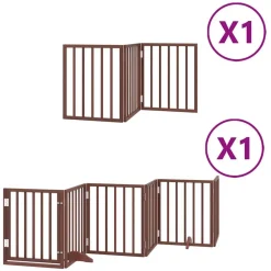 vidaXL Puerta de perros plegable 9 paneles madera álamo marrón 450 cm Marr&oacute;n Clearance
